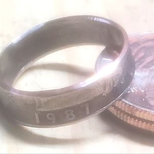 1987 quarter dollar coin ring sz 8